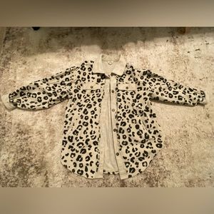 BiBi Vintage Washed Leopard Corduroy Buttoned Jacket